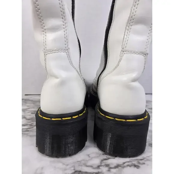 Dr Martens Britain - White 20 Hole Knee High Platform Boots - Womens 8 - Picture 12 of 16